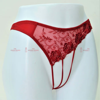 Rose Styling Transparent Thong Bridal Panties (8763)