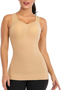 Women Seamless Casual Camisoles Built in Padded Bra Long Sleeveless