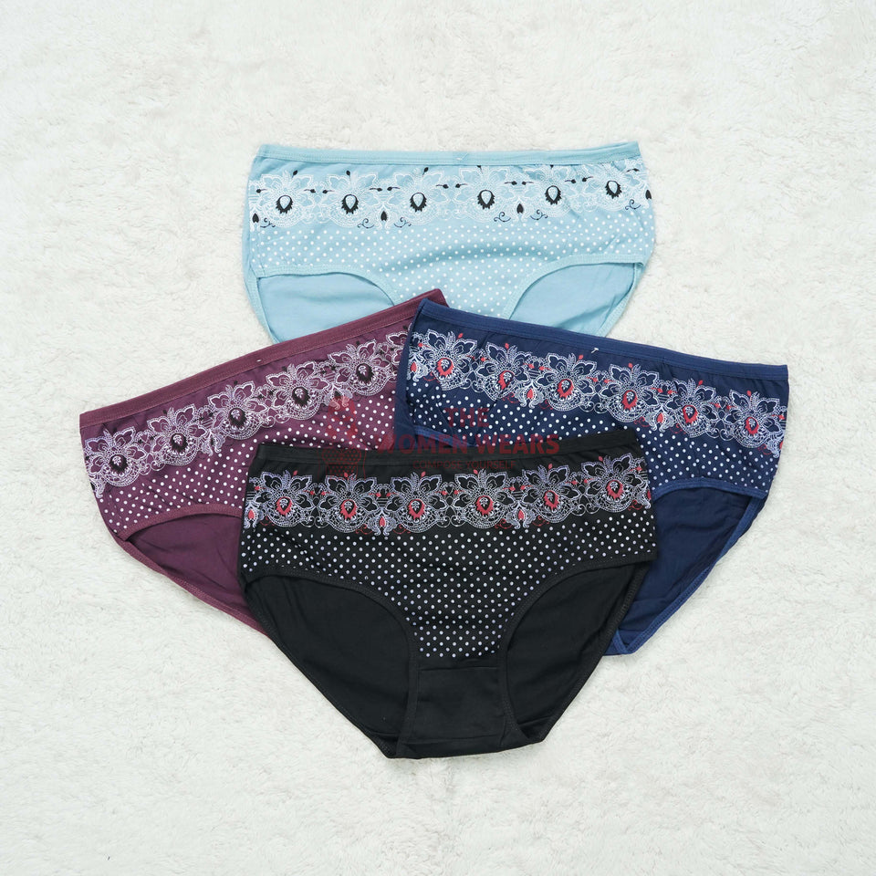 Doted & Flower Printed Panties (ZN-064)
