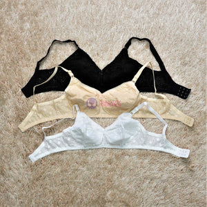 Women's Embroidery Solid Color Bra