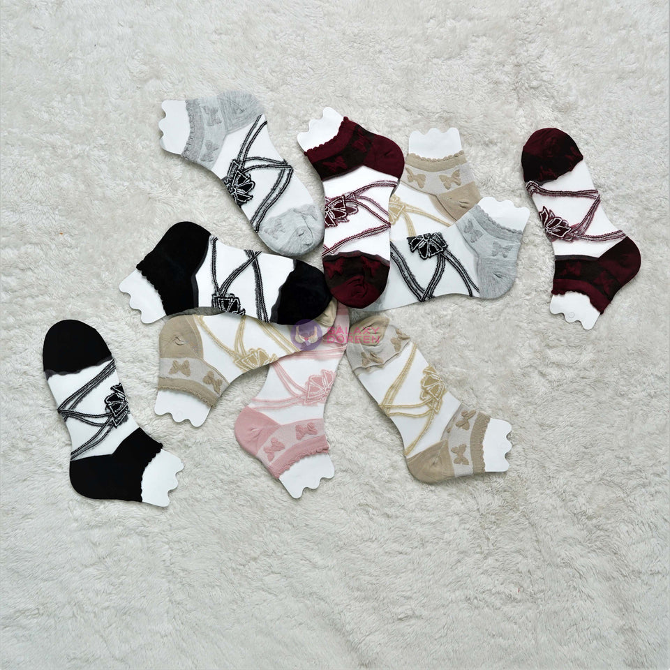 Pack of New Design Girls Transparent Anklet Net Socks SK 0005