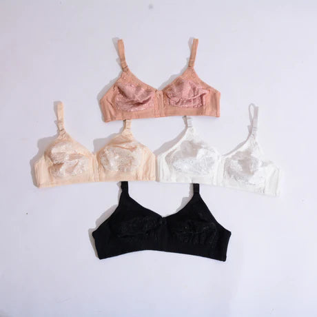 Embroidered Cotton Non Padded Everyday Bra (NA-058)